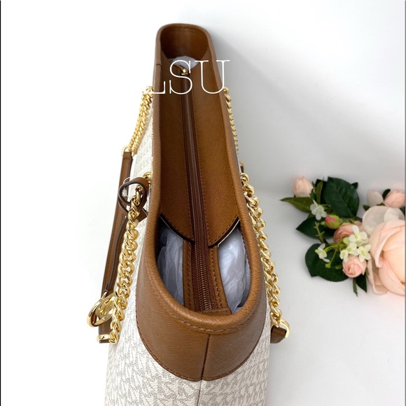 Michael Kors Shania Chain Tote Vanilla Leather LG - Picture 5 of 8